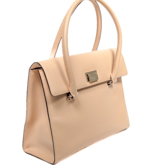 KATE SPADE Leather Gold Clasp Harwood Place Sinclair Nude Hand Bag - Picture 16 of 16